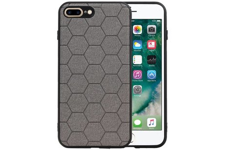 Hexagon Hard Case - Telefoonhoesje - Backcover Hoesje - achterkant hoesje - Geschikt voor iPhone 8 Plus / iPhone 7 Plus - Grijs