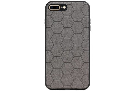 Hexagon Hard Case - Telefoonhoesje - Backcover Hoesje - achterkant hoesje - Geschikt voor iPhone 8 Plus / iPhone 7 Plus - Grijs