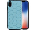 Hexagon Hard Case - Telefoonhoesje - Backcover Hoesje - achterkant hoesje - Geschikt voor iPhone X / iPhone XS - Blauw
