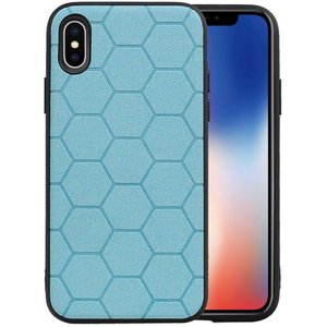 Hexagon Hard Case - Telefoonhoesje - Backcover Hoesje - achterkant hoesje - Geschikt voor iPhone X / iPhone XS - Blauw