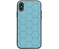 Hexagon Hard Case - Telefoonhoesje - Backcover Hoesje - achterkant hoesje - Geschikt voor iPhone X / iPhone XS - Blauw