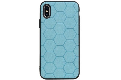 Hexagon Hard Case - Telefoonhoesje - Backcover Hoesje - achterkant hoesje - Geschikt voor iPhone X / iPhone XS - Blauw