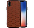 BAOHU Hexagon Hard Case - Telefoonhoesje - Backcover Hoesje - achterkant hoesje - Geschikt voor iPhone X / iPhone XS - Bruin