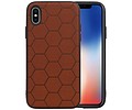 Hexagon Hard Case - Telefoonhoesje - Backcover Hoesje - achterkant hoesje - Geschikt voor iPhone X / iPhone XS - Bruin