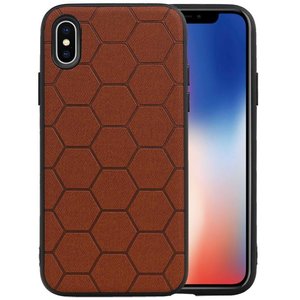 Hexagon Hard Case - Telefoonhoesje - Backcover Hoesje - achterkant hoesje - Geschikt voor iPhone X / iPhone XS - Bruin