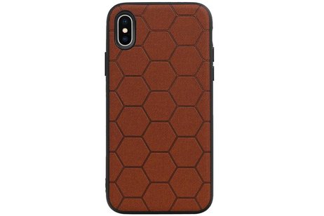 BAOHU Hexagon Hard Case - Telefoonhoesje - Backcover Hoesje - achterkant hoesje - Geschikt voor iPhone X / iPhone XS - Bruin