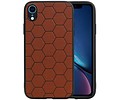 Hexagon Hard Case - Telefoonhoesje - Backcover Hoesje - achterkant hoesje - Geschikt voor iPhone XR - Bruin