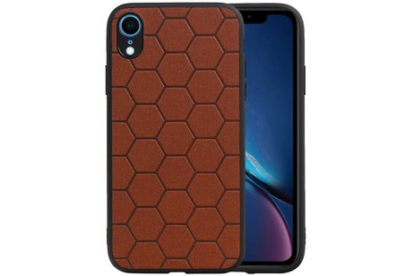 Hexagon Hard Case - Telefoonhoesje - Backcover Hoesje - achterkant hoesje - Geschikt voor iPhone XR - Bruin