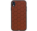 Hexagon Hard Case - Telefoonhoesje - Backcover Hoesje - achterkant hoesje - Geschikt voor iPhone XR - Bruin