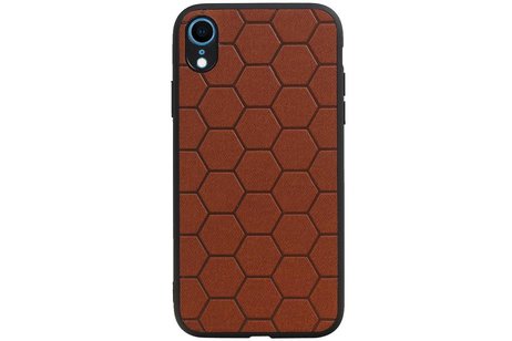 Hexagon Hard Case - Telefoonhoesje - Backcover Hoesje - achterkant hoesje - Geschikt voor iPhone XR - Bruin