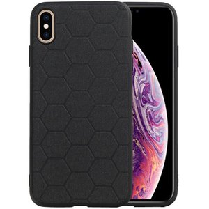 Hexagon Hard Case - Telefoonhoesje - Backcover Hoesje - achterkant hoesje - Geschikt voor iPhone XS Max - Zwart