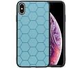 Hexagon Hard Case - Telefoonhoesje - Backcover Hoesje - achterkant hoesje - Geschikt voor iPhone XS Max - Blauw