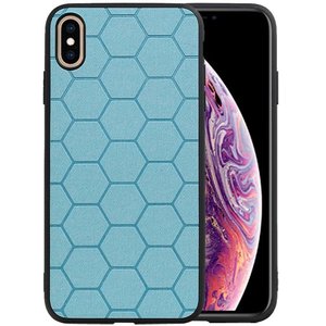Hexagon Hard Case - Telefoonhoesje - Backcover Hoesje - achterkant hoesje - Geschikt voor iPhone XS Max - Blauw