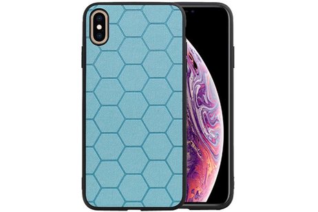 Hexagon Hard Case - Telefoonhoesje - Backcover Hoesje - achterkant hoesje - Geschikt voor iPhone XS Max - Blauw