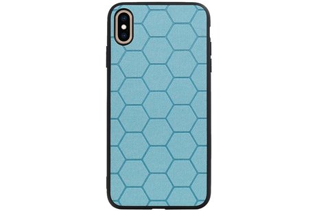 Hexagon Hard Case - Telefoonhoesje - Backcover Hoesje - achterkant hoesje - Geschikt voor iPhone XS Max - Blauw