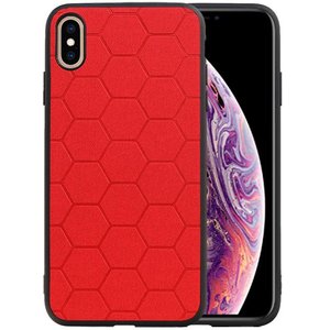 Hexagon Hard Case - Telefoonhoesje - Backcover Hoesje - achterkant hoesje - Geschikt voor iPhone XS Max - Rood