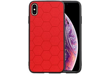 Hexagon Hard Case - Telefoonhoesje - Backcover Hoesje - achterkant hoesje - Geschikt voor iPhone XS Max - Rood