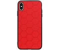 Hexagon Hard Case - Telefoonhoesje - Backcover Hoesje - achterkant hoesje - Geschikt voor iPhone XS Max - Rood