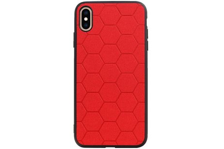 Hexagon Hard Case - Telefoonhoesje - Backcover Hoesje - achterkant hoesje - Geschikt voor iPhone XS Max - Rood