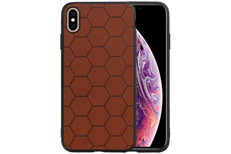 Hexagon Hard Case - Telefoonhoesje - Backcover Hoesje - achterkant hoesje - Geschikt voor iPhone XS Max - Bruin