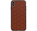 Hexagon Hard Case - Telefoonhoesje - Backcover Hoesje - achterkant hoesje - Geschikt voor iPhone XS Max - Bruin