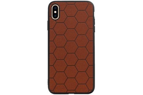 Hexagon Hard Case - Telefoonhoesje - Backcover Hoesje - achterkant hoesje - Geschikt voor iPhone XS Max - Bruin