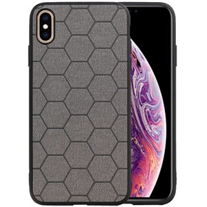 Hexagon Hard Case - Telefoonhoesje - Backcover Hoesje - achterkant hoesje - Geschikt voor iPhone XS Max - Grijs