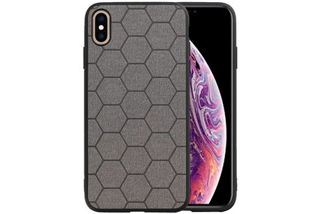 Hexagon Hard Case - Telefoonhoesje - Backcover Hoesje - achterkant hoesje - Geschikt voor iPhone XS Max - Grijs