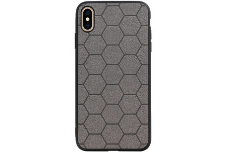 Hexagon Hard Case - Telefoonhoesje - Backcover Hoesje - achterkant hoesje - Geschikt voor iPhone XS Max - Grijs