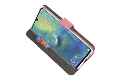 Booktype Telefoonhoesjes - Bookcase Hoesje - Wallet Case -  Geschikt voor Huawei Mate 20 X - Roze