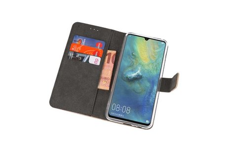 Booktype Telefoonhoesjes - Bookcase Hoesje - Wallet Case -  Geschikt voor Huawei Mate 20 X - Goud