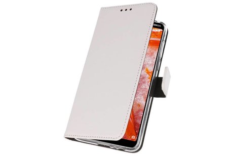 Booktype Telefoonhoesjes - Bookcase Hoesje - Wallet Case -  Geschikt voor Nokia 3.1 Plus - Wit