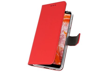 Booktype Telefoonhoesjes - Bookcase Hoesje - Wallet Case -  Geschikt voor Nokia 3.1 Plus - Rood