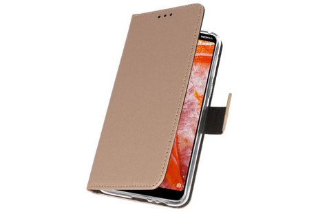 Booktype Telefoonhoesjes - Bookcase Hoesje - Wallet Case -  Geschikt voor Nokia 3.1 Plus - Goud