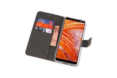 Booktype Telefoonhoesjes - Bookcase Hoesje - Wallet Case -  Geschikt voor Nokia 3.1 Plus - Goud