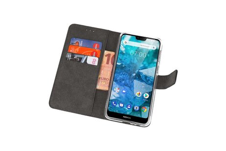 Booktype Telefoonhoesjes - Bookcase Hoesje - Wallet Case -  Geschikt voor Nokia 7.1 - Zwart