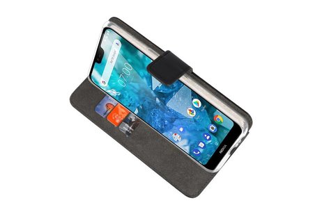 Booktype Telefoonhoesjes - Bookcase Hoesje - Wallet Case -  Geschikt voor Nokia 7.1 - Zwart