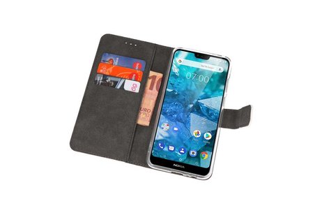 Booktype Telefoonhoesjes - Bookcase Hoesje - Wallet Case -  Geschikt voor Nokia 7.1 - Wit