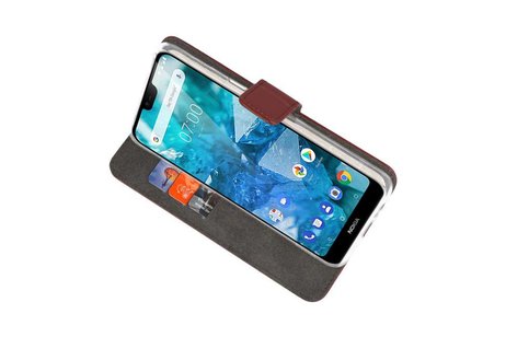 Booktype Telefoonhoesjes - Bookcase Hoesje - Wallet Case -  Geschikt voor Nokia 7.1 - Bruin