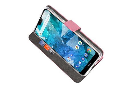 BAOHU Booktype Telefoonhoesjes - Bookcase Hoesje - Wallet Case -  Geschikt voor Nokia 7.1 - Roze