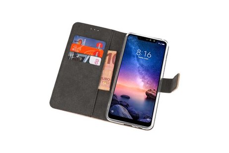 Booktype Telefoonhoesjes - Bookcase Hoesje - Wallet Case -  Geschikt voor XiaoMi Redmi Note 6 Pro - Goud