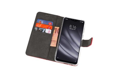 Booktype Telefoonhoesjes - Bookcase Hoesje - Wallet Case -  Geschikt voor XiaoMi Mi 8 Lite - Rood