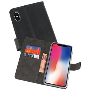 Booktype Telefoonhoesjes - Bookcase Hoesje - Wallet Case -  Geschikt voor iPhone XS - X Zwart