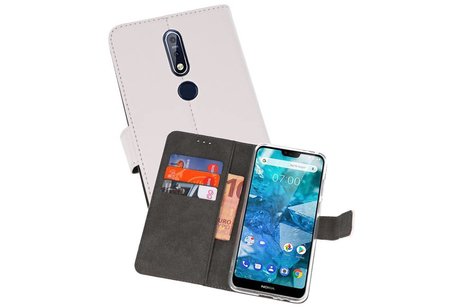 BAOHU Booktype Telefoonhoesjes - Bookcase Hoesje - Wallet Case -  Geschikt voor Nokia 7.1 - Wit