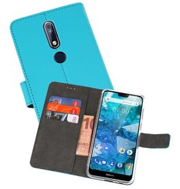 Wallet Cases Hoesje Nokia 7.1 Blauw