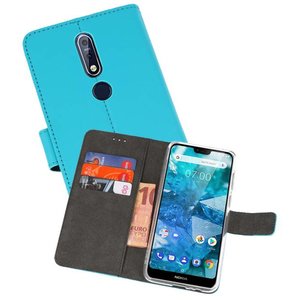 Booktype Telefoonhoesjes - Bookcase Hoesje - Wallet Case -  Geschikt voor Nokia 7.1 - Blauw