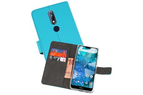 Booktype Telefoonhoesjes - Bookcase Hoesje - Wallet Case -  Geschikt voor Nokia 7.1 - Blauw