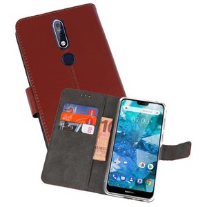 Booktype Telefoonhoesjes - Bookcase Hoesje - Wallet Case -  Geschikt voor Nokia 7.1 - Bruin