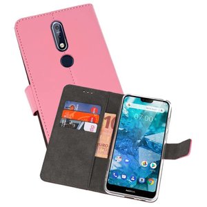 BAOHU Booktype Telefoonhoesjes - Bookcase Hoesje - Wallet Case -  Geschikt voor Nokia 7.1 - Roze