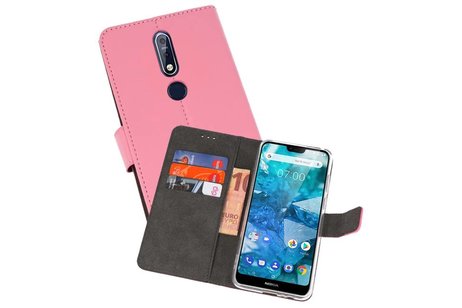 BAOHU Booktype Telefoonhoesjes - Bookcase Hoesje - Wallet Case -  Geschikt voor Nokia 7.1 - Roze